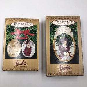 2 Vintage Holiday Barbie Keepsake Ornaments Collector’s Series 1997 - Hallmark